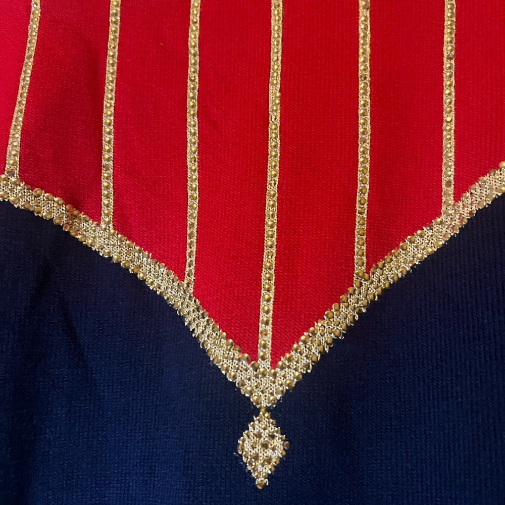 Vintage St. John Evening Santana Knit Mock Neck Sweater Womens Size 10 Red Navy - Picture 5 of 7